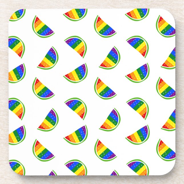 Rainbow Watermelon Pattern Coaster (Front)