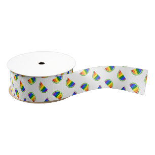 Rainbow Watermelon Pattern Grosgrain Ribbon