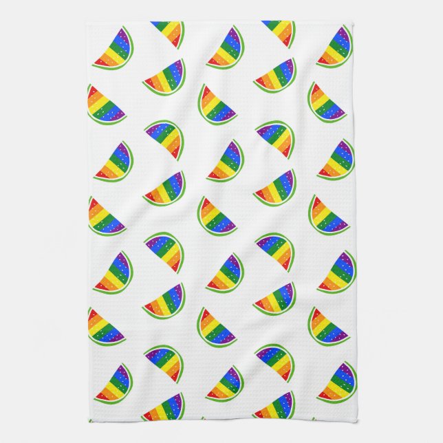 Rainbow Watermelon Pattern Kitchen Towel (Vertical)