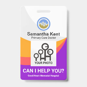 Rainbow Wave Curvature Medical Doctor Photo Badge