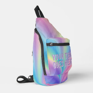 rainbow wave ombre colourful your text here sling bag