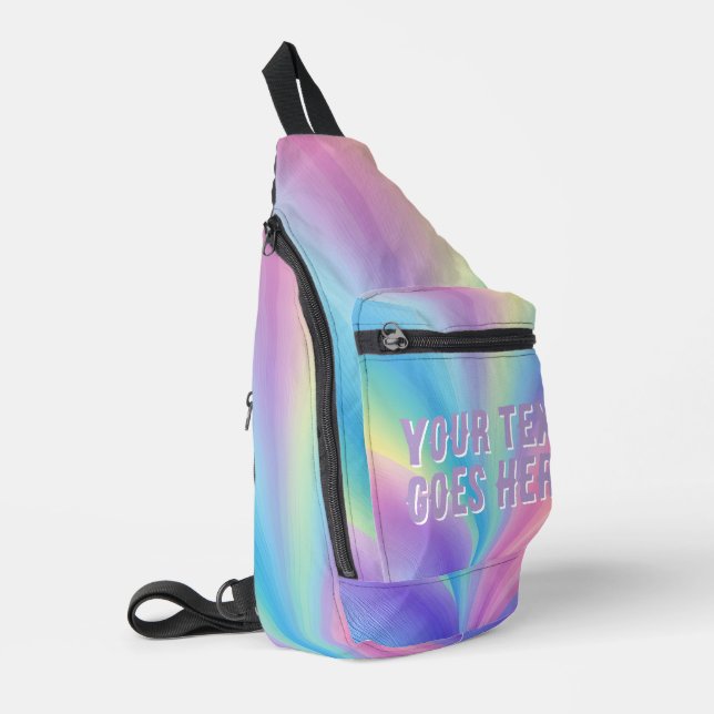 rainbow wave ombre colourful your text here sling bag (Left Corner)