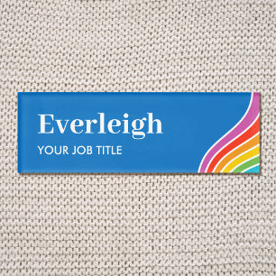 Rainbow Wave Personalized Staff Name Magnetic Tag