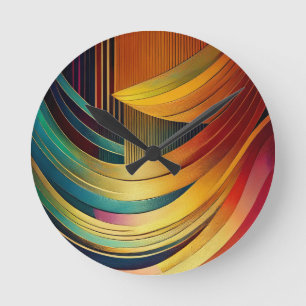 Rainbow Wave Round Clock