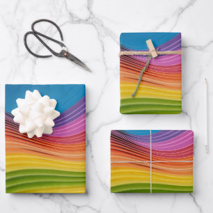 Rainbow Wave Wrapping Paper Sheet