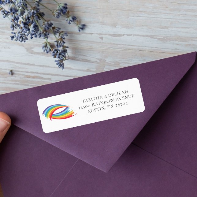 Rainbow Waves Beautiful Gay Pride Return Address (Creator Uploaded)