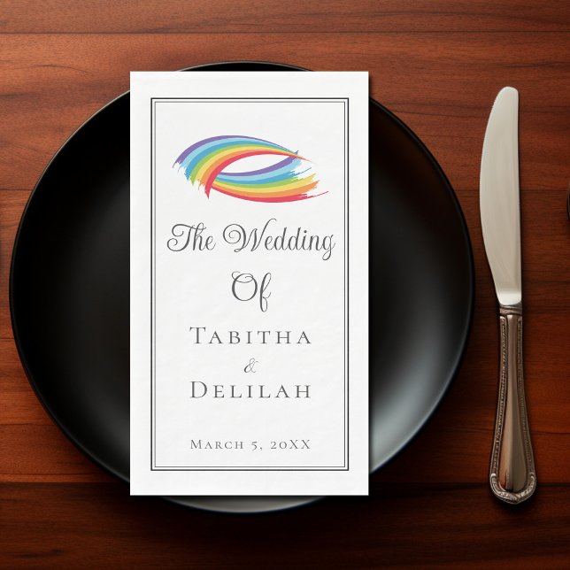 Rainbow Waves Beautiful Personalized Wedding Napkin (Creator Uploaded)