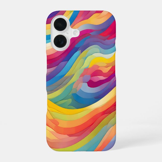 Rainbow Waves iPhone 16 Case (Back)