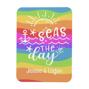 Rainbow Waves Personalized Seas the Day Cruise Magnet