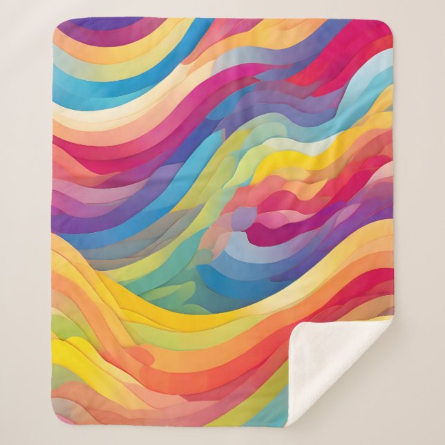 Rainbow Waves Sherpa Blanket (Front)