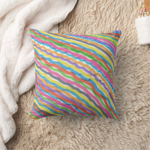 Rainbow Waves Throw Pillow