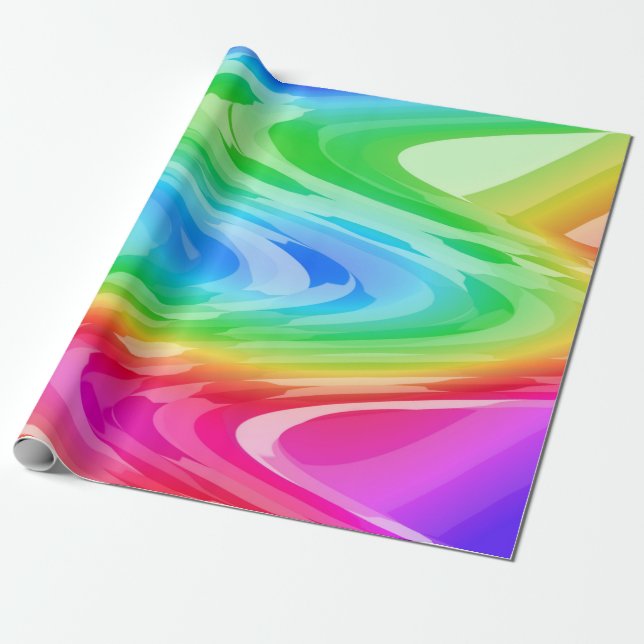 Rainbow Waves Wrapping Paper (Unrolled)