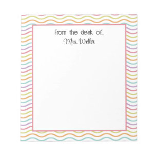 Rainbow Wavy Lined Personalized From the desk of.. Notepad