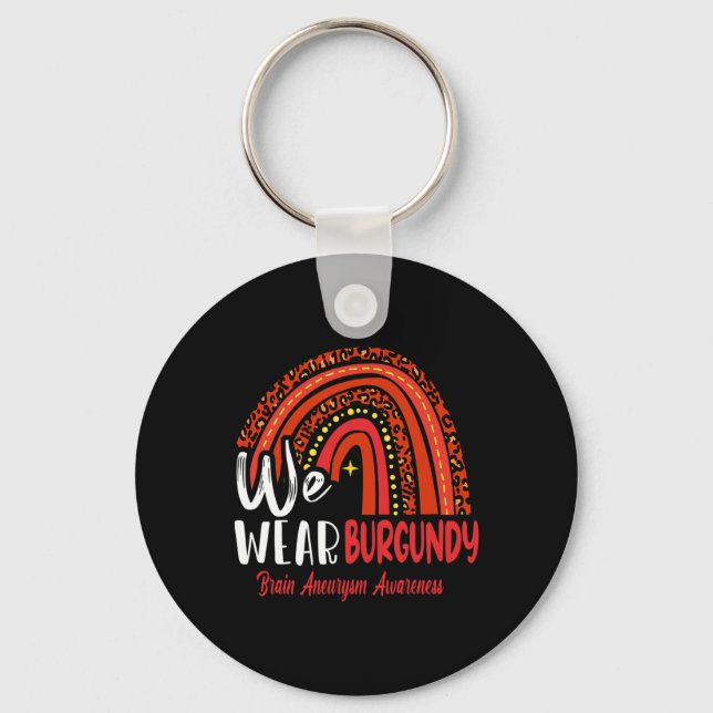 Rainbow We Wear Brain Aneurysm Awareness  Keychain (Front)