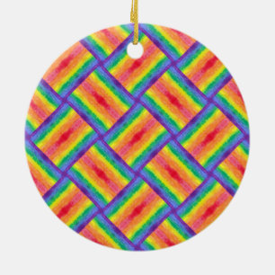 Rainbow Weave Circle Ornament