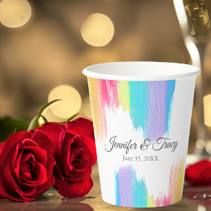 Rainbow Wedding Beautiful Personalized Paper Cups