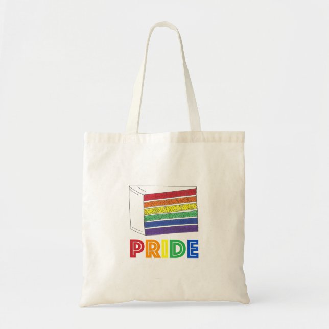 Rainbow Wedding Cake Slice Gay Pride Tote (Front)