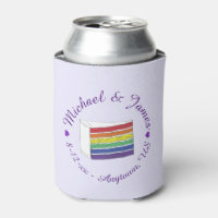 Rainbow Wedding Cake Slice Purple Heart LGBT Gay