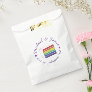 Rainbow Wedding Cake Slice Purple Heart LGBT Gay Favour Bag