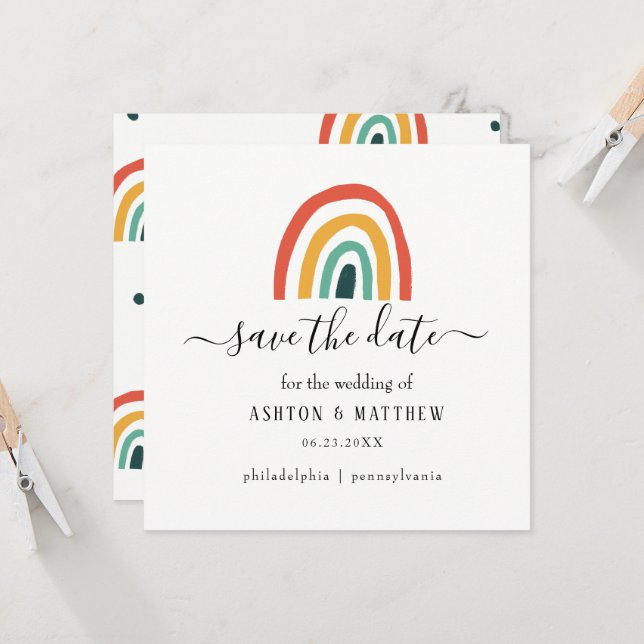 Rainbow wedding Card (Front/Back In Situ)