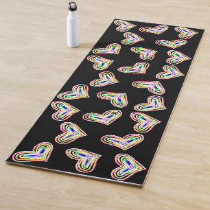 Rainbow wedding heart yoga mat