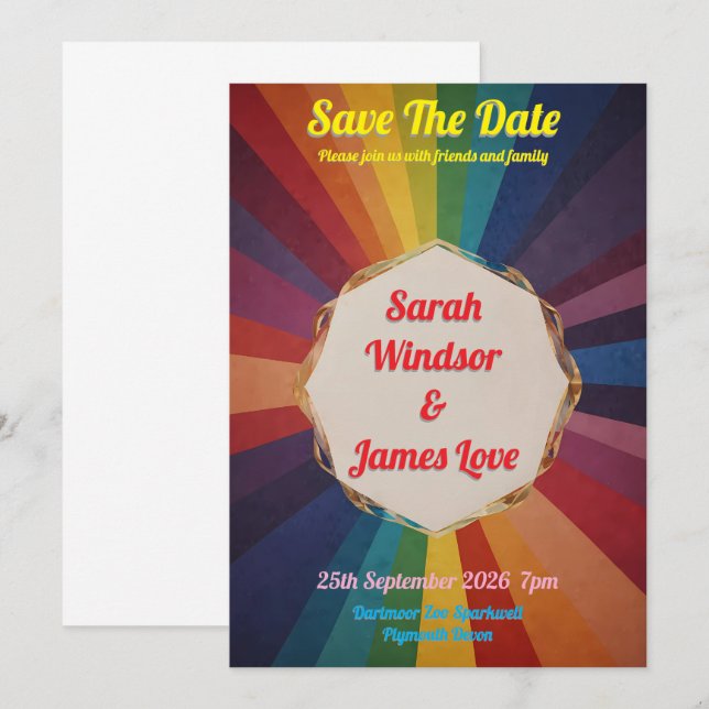 Rainbow Wedding Invitation (Front/Back)