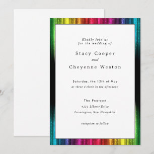 Rainbow Wedding Invitation with Black Accents