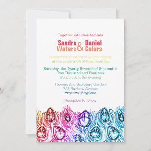 Rainbow Wedding Invitations Modèle personnalisé en