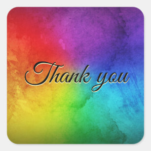 Rainbow Wedding Personalize Thank You Favour Square Sticker