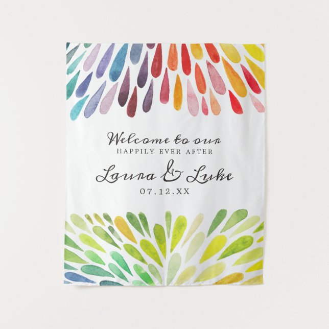 Rainbow Wedding Poster Tapestry (Front)
