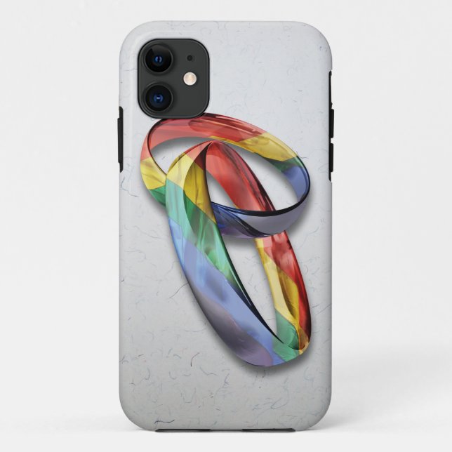 Rainbow Wedding Rings for Marriage Equality Case-Mate iPhone Case (Back)
