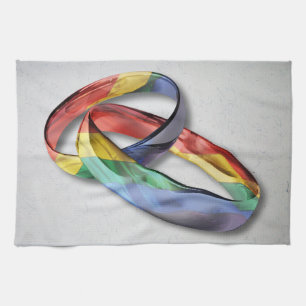 Rainbow Wedding Rings for Marriage Equality Kitchen Towel