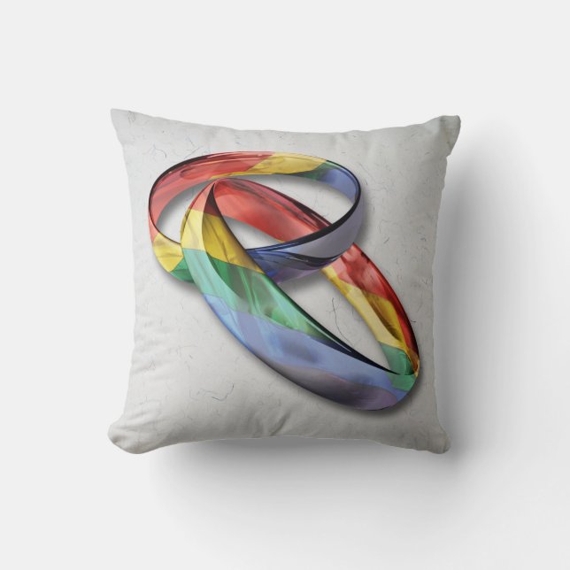 Rainbow Wedding Rings for Marriage Equality Throw Pillow (Front)