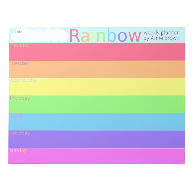 Rainbow Weekly Planner To Do List Bloc-notes (Devant)