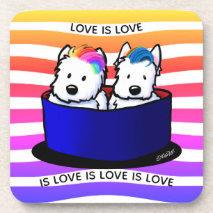 Rainbow Westies dessous de verre en plastique dur