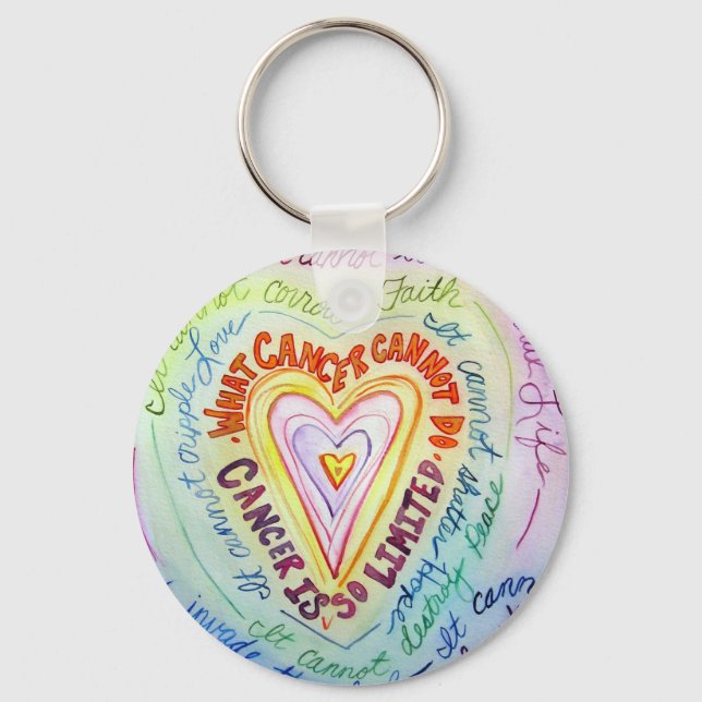 Rainbow What Cancer Cannot Do Heart Keychain (Front)