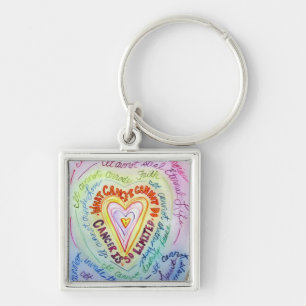 Rainbow What Cancer Cannot Do Heart Keychain