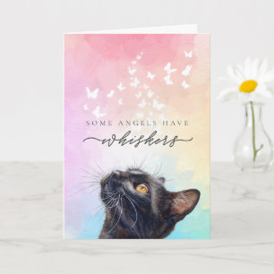 Rainbow Whiskers Butterfly Black Cat Loss Sympathy Card