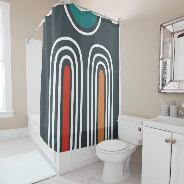Rainbow white lines in blue artwork (In Situ)