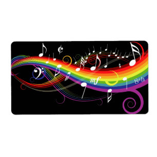 Rainbow White Music Notes on Black