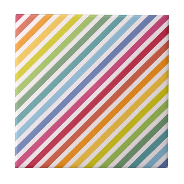 Rainbow & White Stripes Tile (Front)