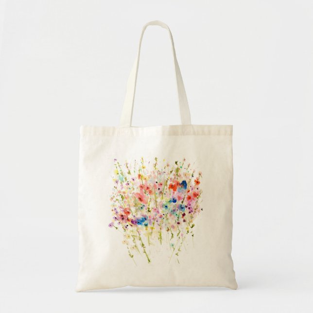 Rainbow Wildflower Bouqet Tote Bag (Front)