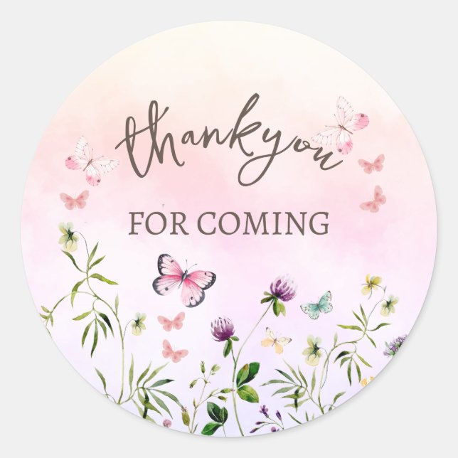 Rainbow Wildflowers Thank You Classic Round Sticker (Front)
