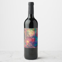Rainbow Wine Label Colourful Party Drink Label