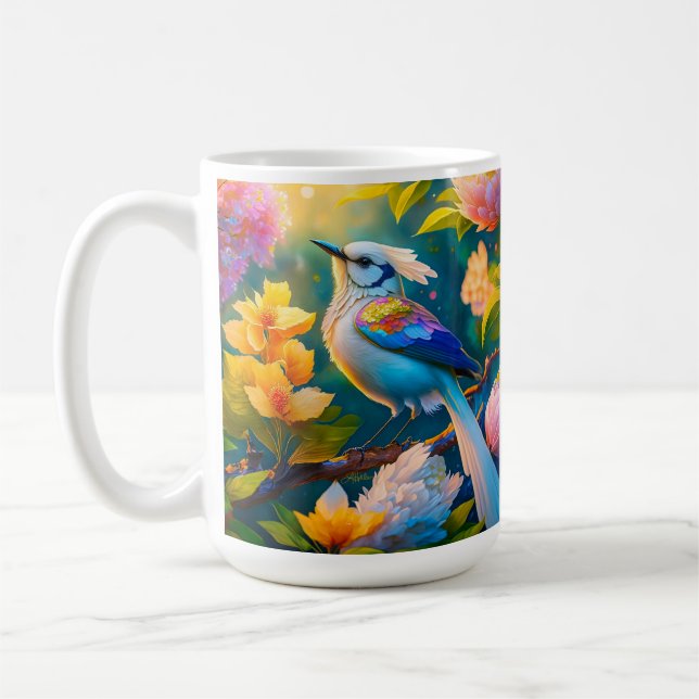 Rainbow Winged Jay Fantasy Bird Coffee Mug (Left)