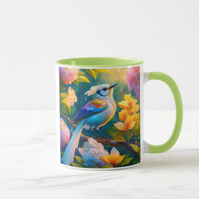 Rainbow Winged Jay Fantasy Bird Mug (Right)
