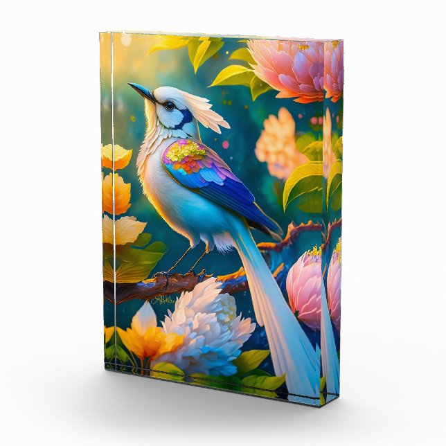 Rainbow Winged Jay Fantasy Bird Photo Block (Right)