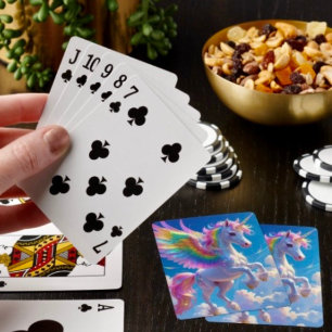 Rainbow Winged Prancing Unicorn Playing Cards