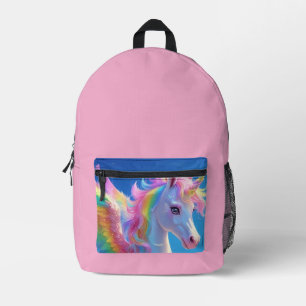 Rainbow Winged Prancing Unicorn  Printed Backpack