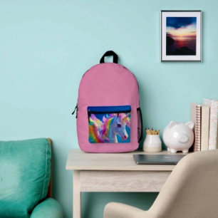Rainbow Winged Prancing Unicorn Printed Backpack
